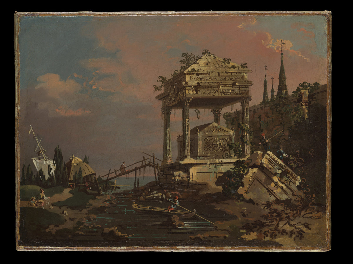Imaginary View with a Tomb by the Lagoon by Canaletto (Giovanni Antonio Canal) - Oil Painting canvas print