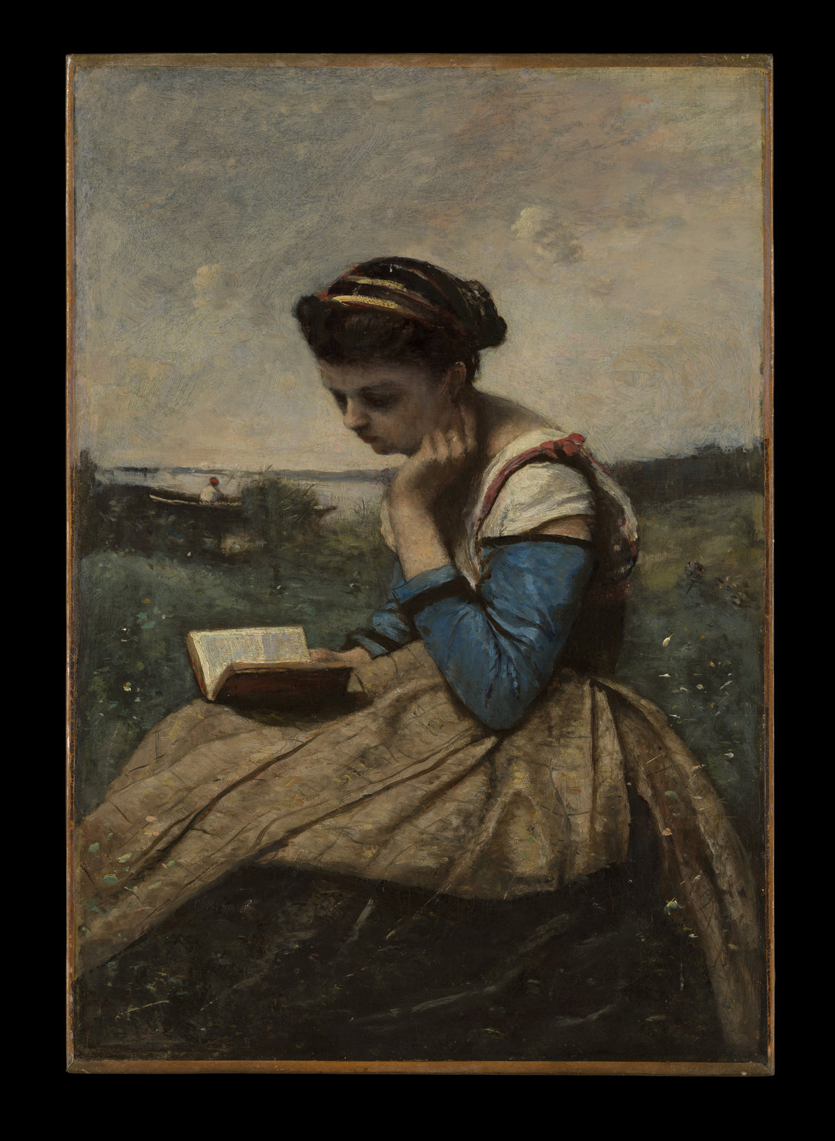 A Woman Reading by Camille Corot - Realist canvas print