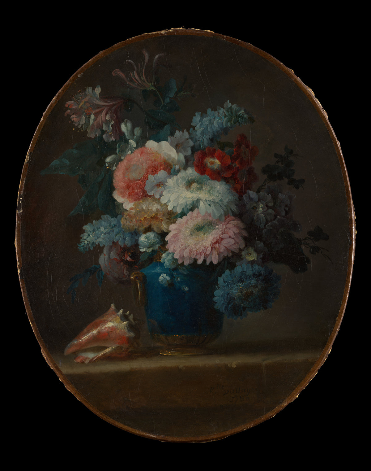 Vase of Flowers and Conch Shell by Anne Vallayer-Coster - Oil Painting canvas print