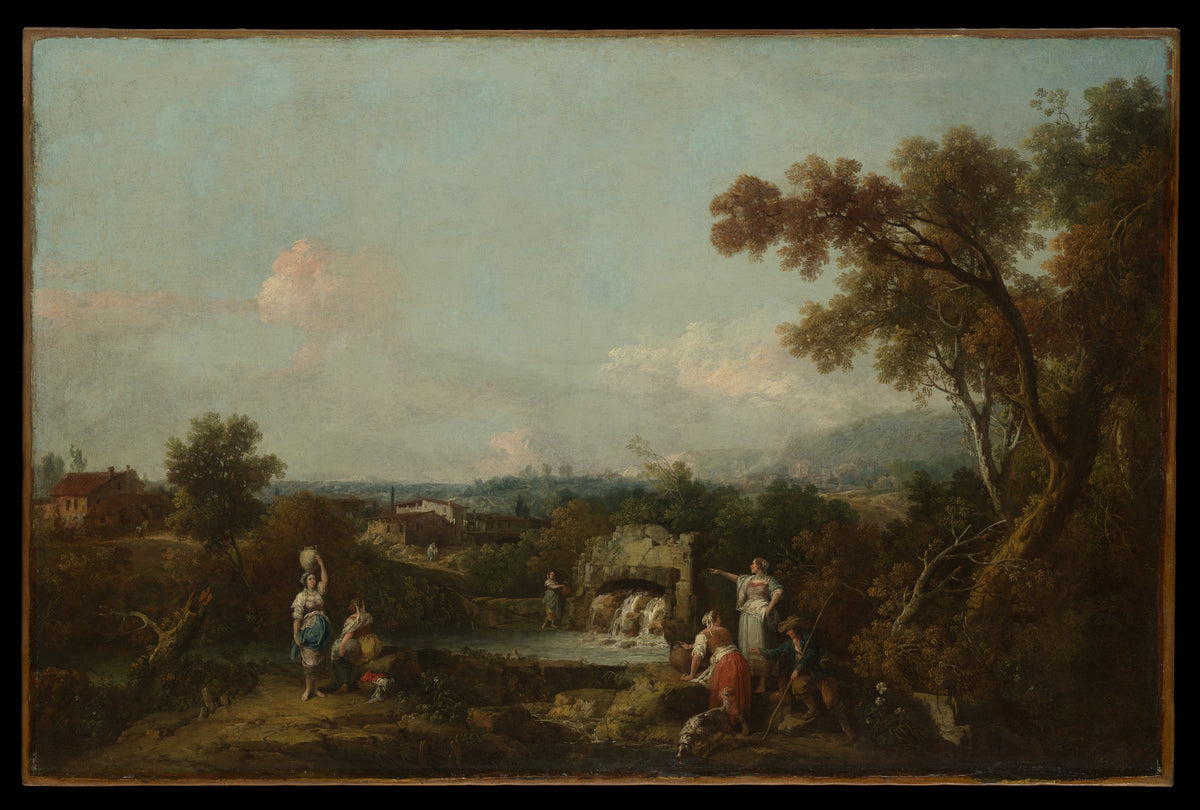 Landscape with Peasants at a Fountain by Francesco Zuccarelli - Oil Painting canvas print
