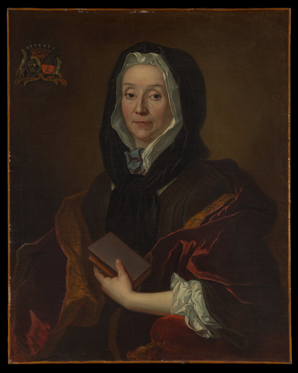 Portrait of a Woman Holding a Book by French Painter - Oil Painting canvas print