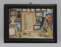 An Artist Painting a Heraldic Shield in a Cabinet of Curiosities by Monogrammist FA - Classic Art canvas print