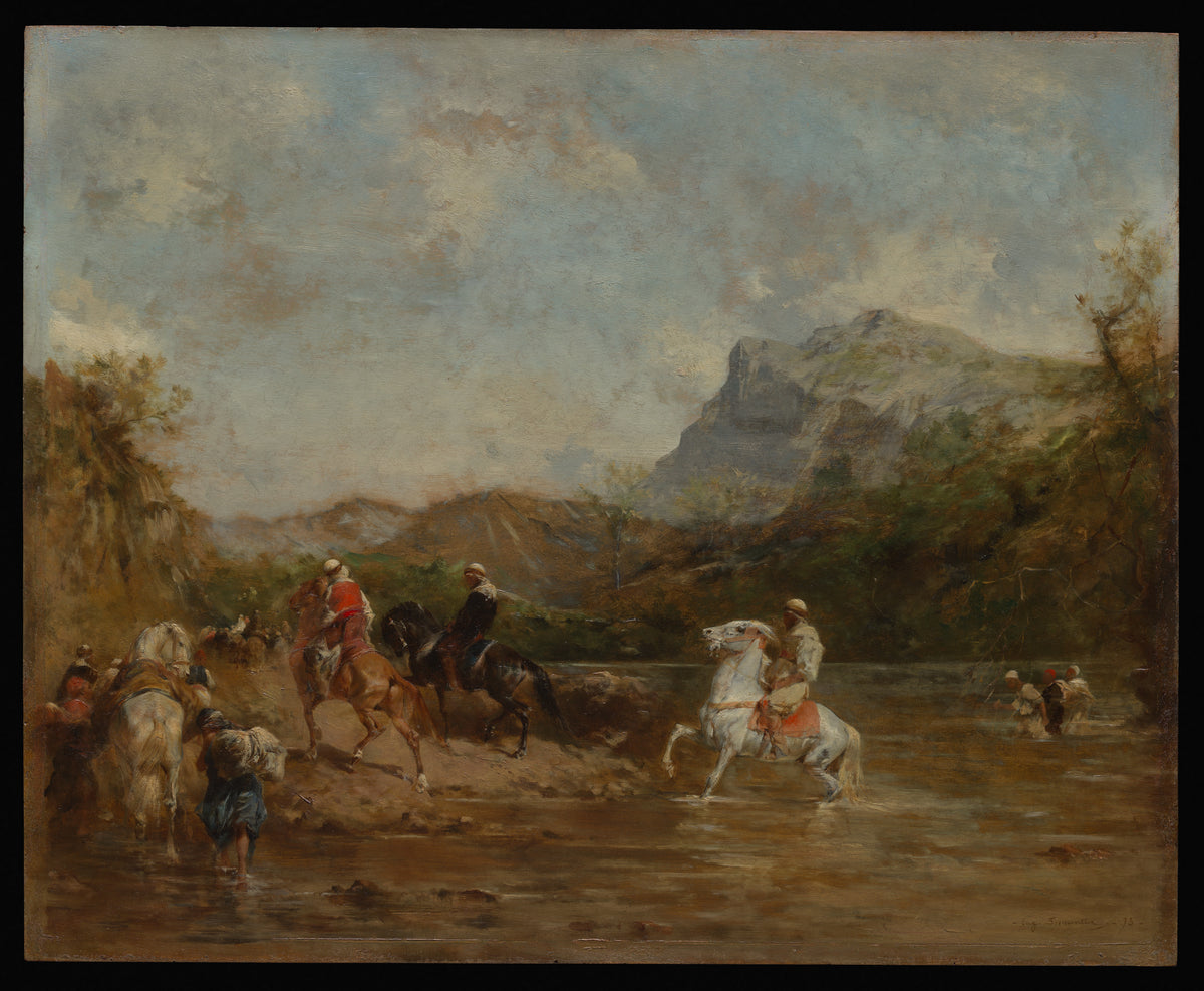 Arabs Crossing a Ford by Eugène Fromentin - Classic Art canvas print