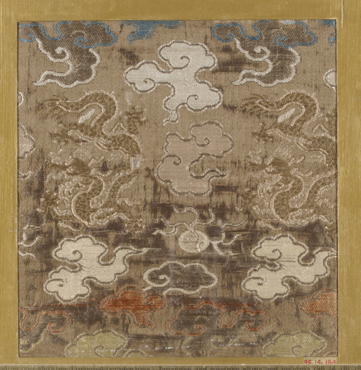 Textile fragment with pattern of dragons and clouds by  - Classic Art canvas print