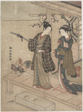 Gentleman Taking Leave of His Lady on a Veranda by Suzuki Harunobu - Ukiyo-e canvas print