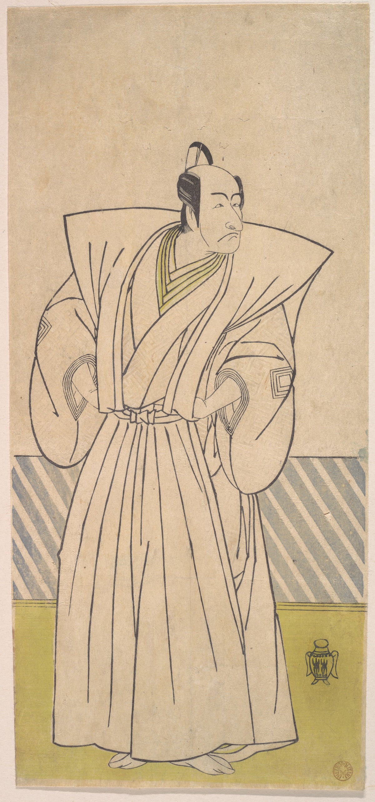 The Fifth Ichikawa Danjuro as a Samurai of High Rank by Katsukawa Shunshō　勝川春章 - Ukiyo-e canvas print