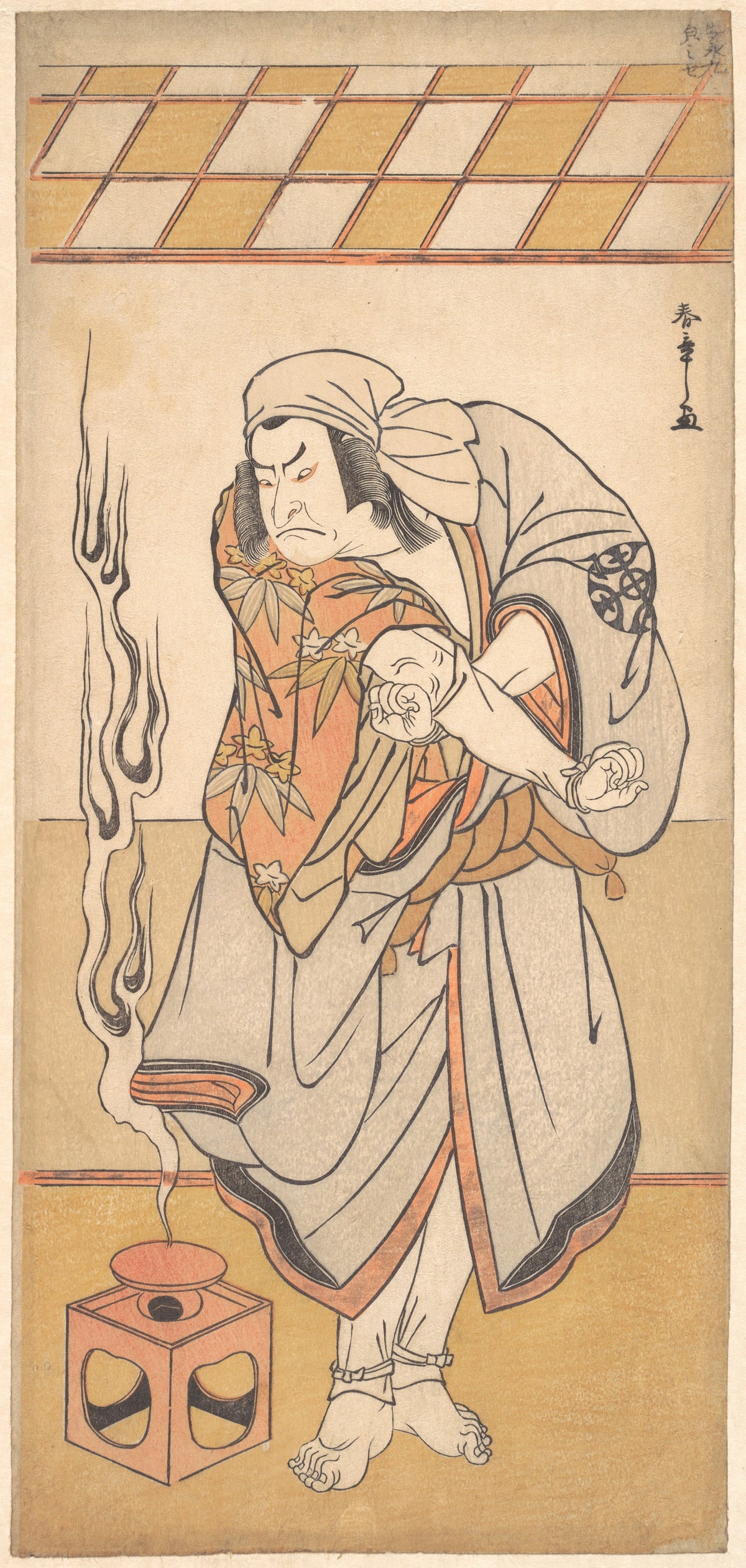 The First Nakamura Nakazo in the Role of Chinzei Hachiro in the Drama Kite Kaeru nishiki no wakayagi by Katsukawa Shunshō　勝川春章 - Ukiyo-e canvas print