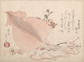 Dried Cuttle-Fish and Plum Blossoms by Teisai Hokuba - Ukiyo-e canvas print