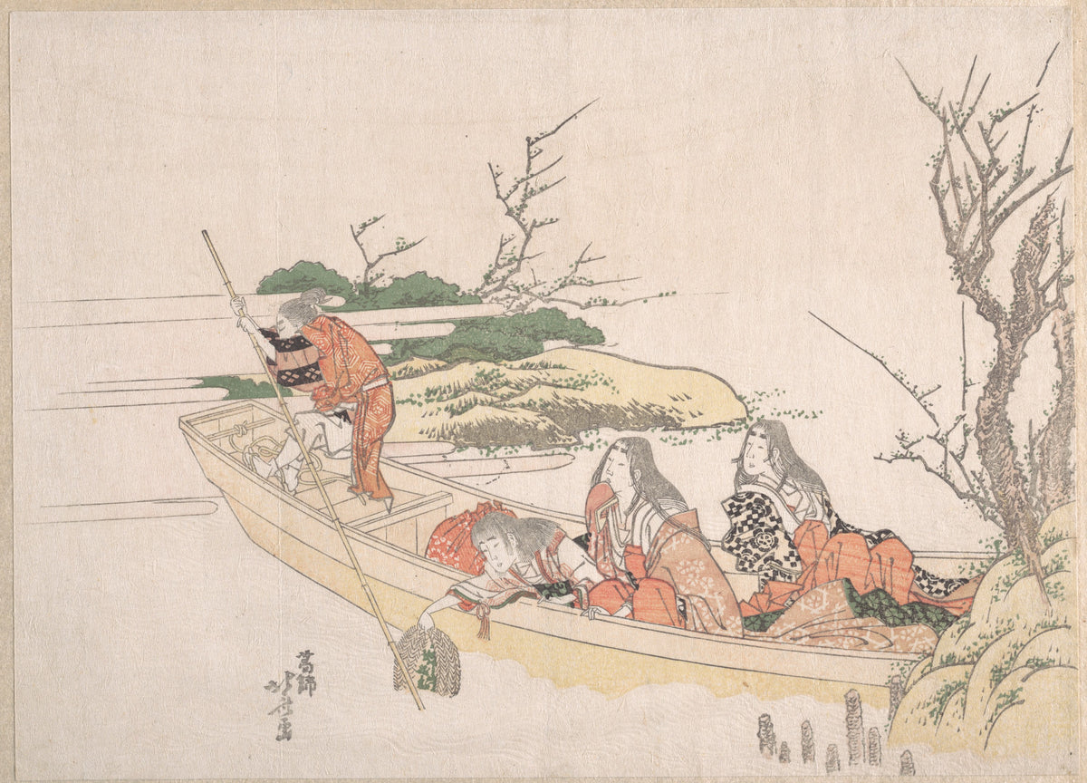 Gathering Sea-Weed by Katsushika Hokusai - Ukiyo-e canvas print