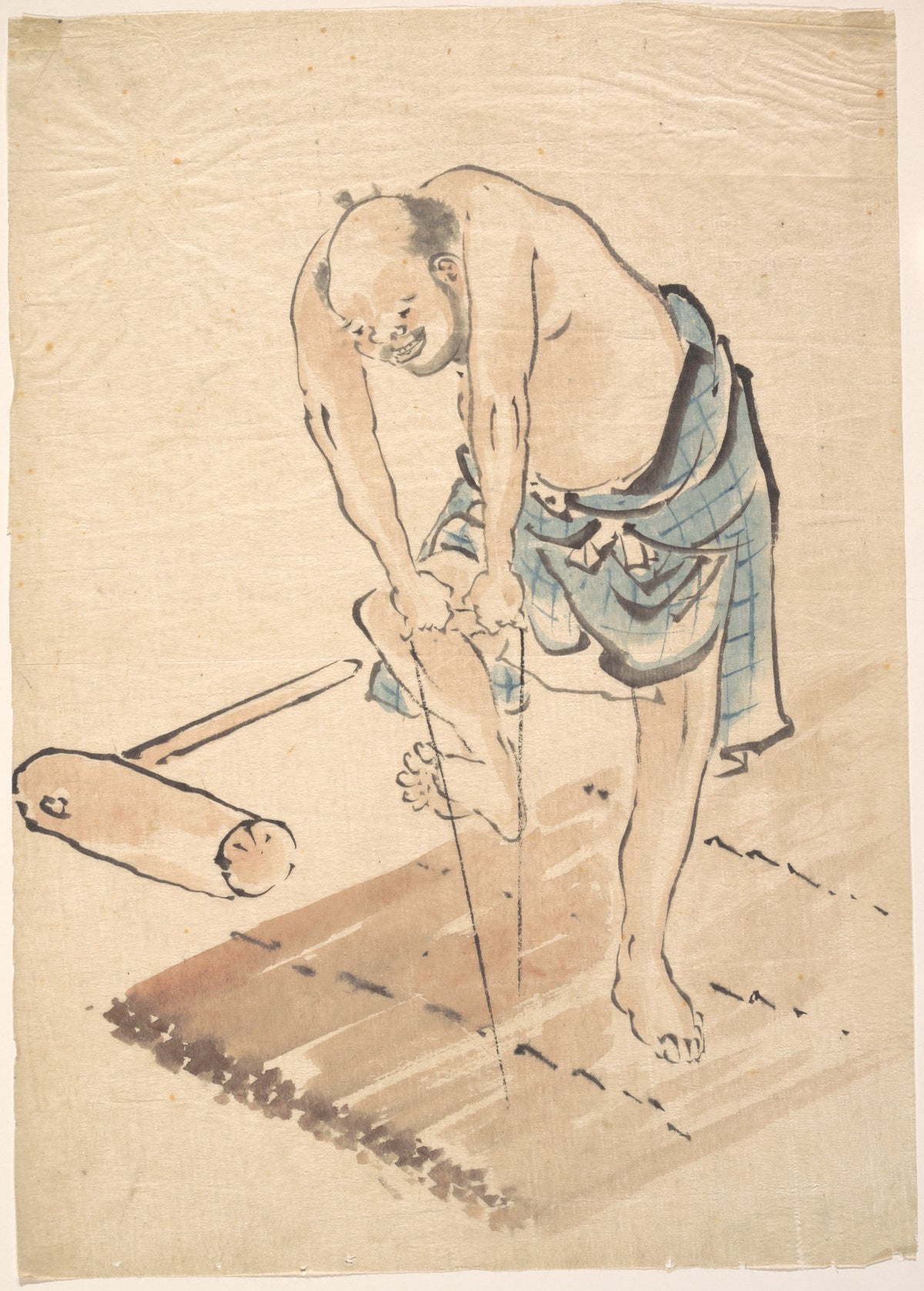 Man on a Raft by Katsushika Hokusai - Ukiyo-e canvas print