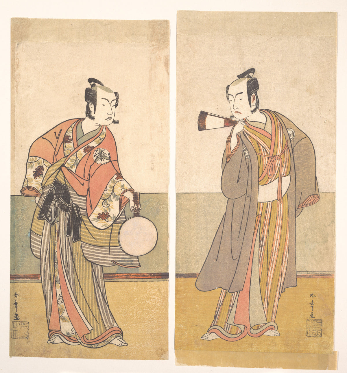 The Actors the Fourth Matsumoto Koshiro and the Arashi Sangoro by Katsukawa Shunshō　勝川春章 - Ukiyo-e canvas print