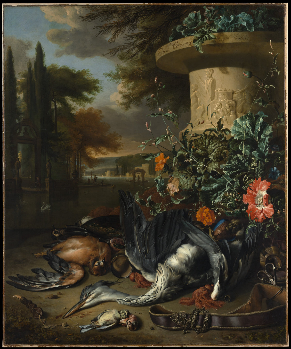 Gamepiece with a Dead Heron by Jan Weenix - Oil Painting canvas print