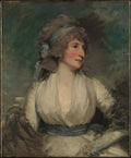 Portrait of a Woman reverse, now covered by relining canvas Study of a Child's Head by John Hoppner - Oil Painting canvas print