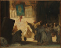 Dramatic Scene with Monks in a Crypt by Alexandre Evariste Fragonard - Oil Painting canvas print
