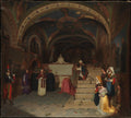 Pope Gregory XVI Visiting the Church of San Benedetto at Subiaco by Jean-François Montessuy - Oil Painting canvas print