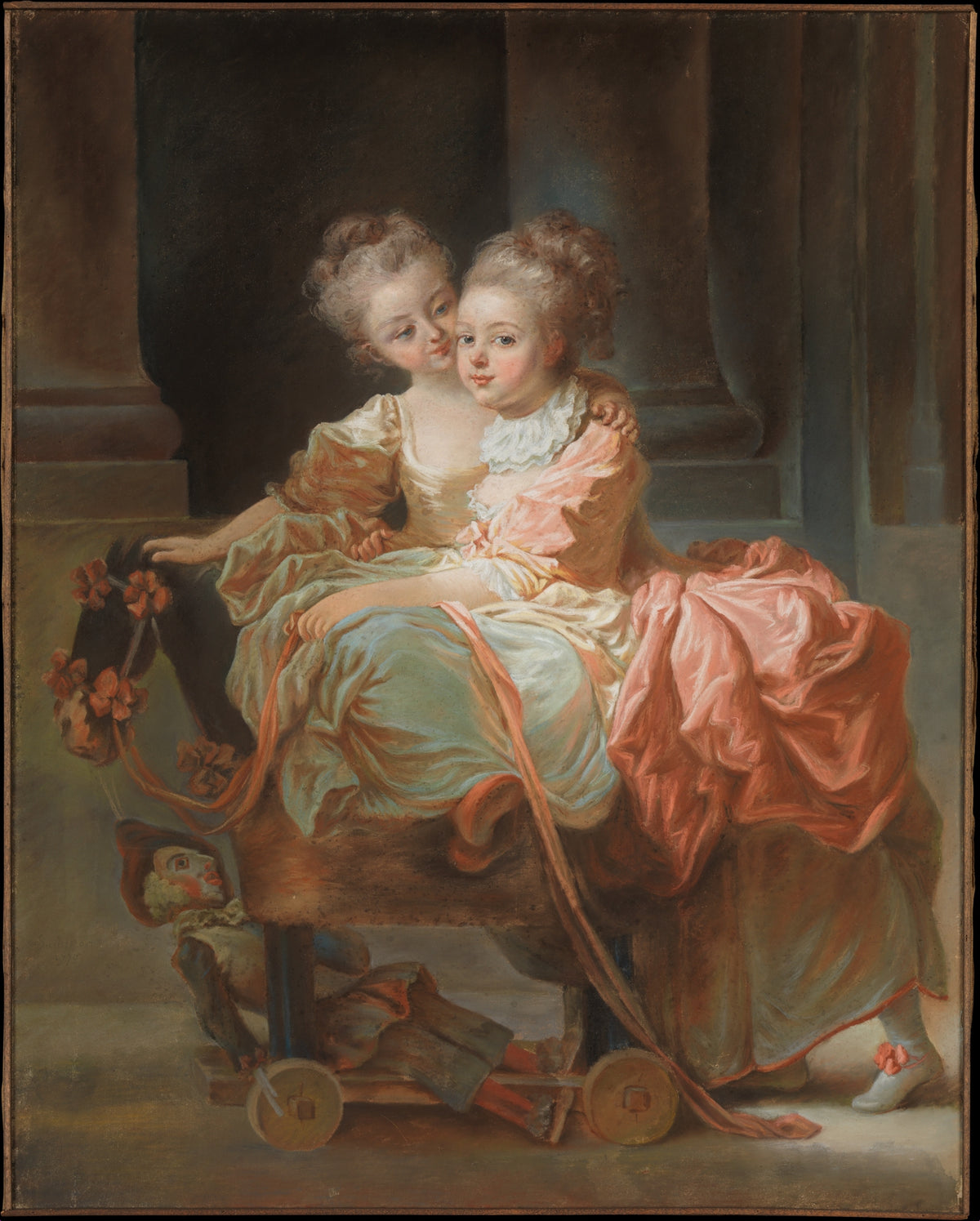 The Two Sisters by Jean Claude Richard, Abbé de Saint-Non - Pastel canvas print
