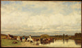 Cows Crossing a Ford by Jules Dupré - Oil Painting canvas print
