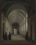 Monks in the Cloister of the Church of Ges e Maria, Rome by François Marius Granet - Oil Painting canvas print