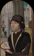 Young Man Holding a Book by Master of the View of Saint Gudula - Classic Art canvas print