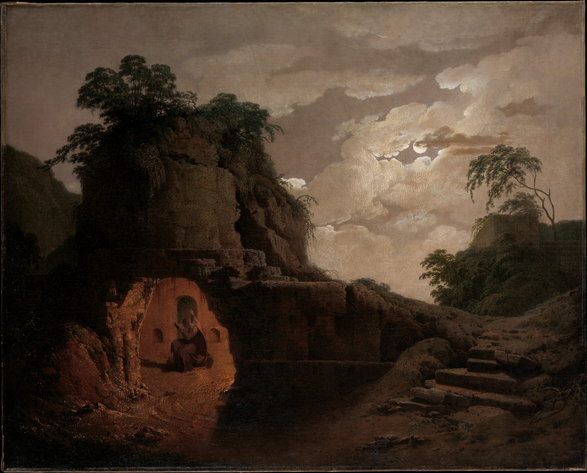 Virgil's Tomb by Moonlight, with Silius Italicus Declaiming by Joseph Wright (Wright of Derby) - Oil Painting canvas print