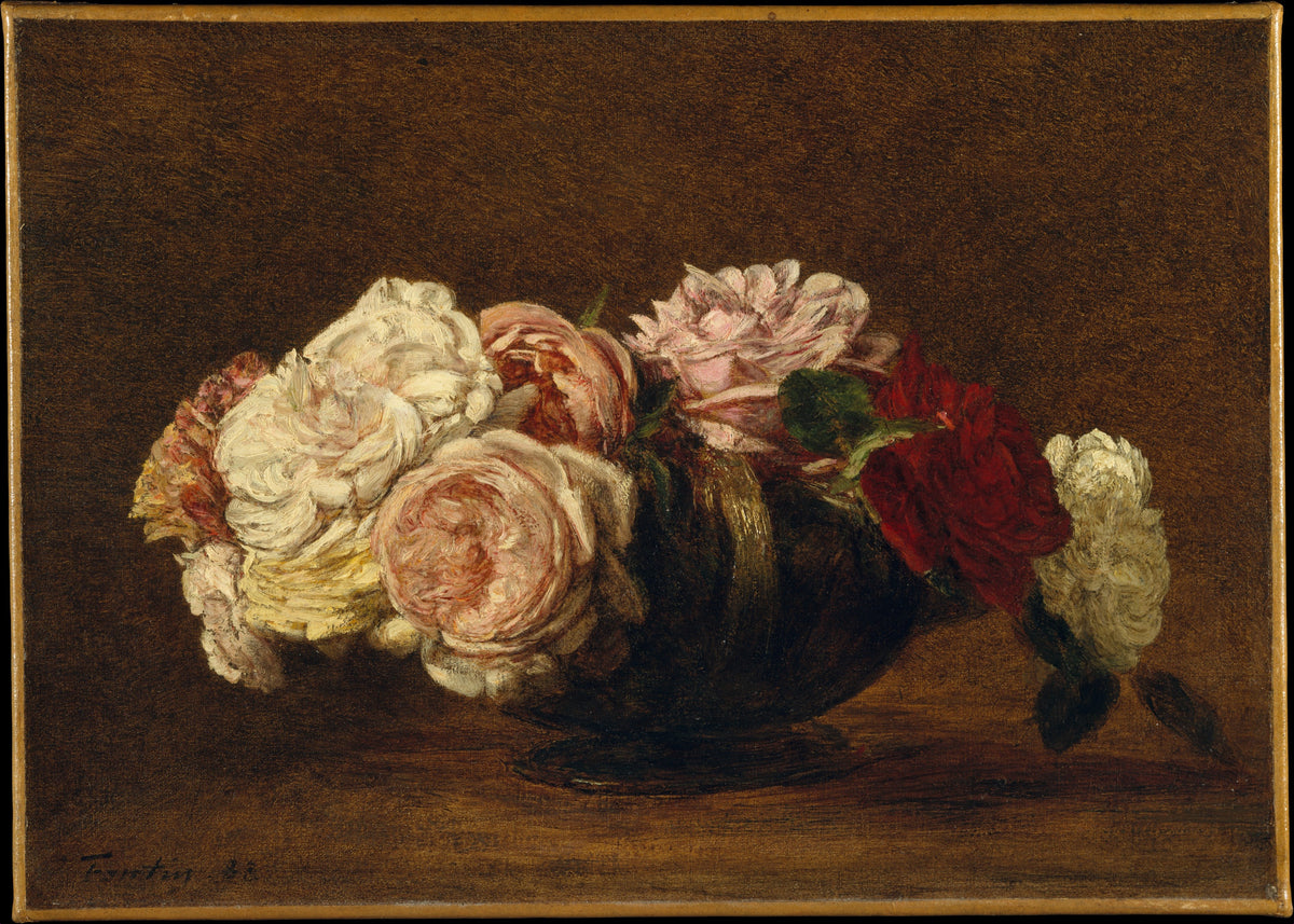 Roses in a Bowl by Henri Fantin-Latour - Realist canvas print