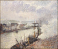Steamboats in the Port of Rouen by Camille Pissarro - Impressionist canvas print