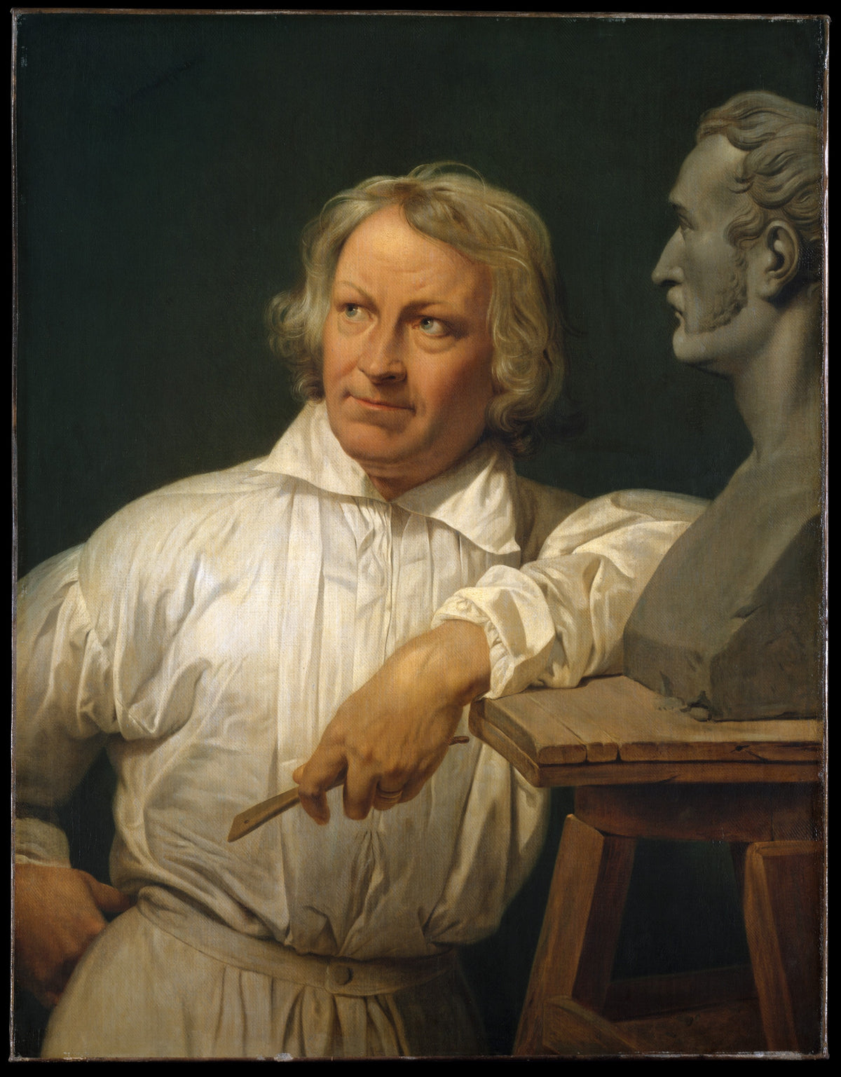 Bertel Thorvaldsen 17681844 with the Bust of Horace Vernet by Horace Vernet - Oil Painting canvas print