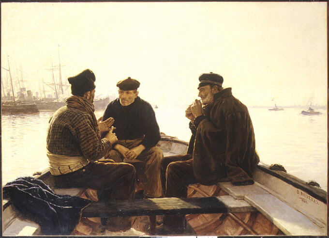 Boatmen of Barcelona by Dionisio Baixeras y Verdaguer - Oil Painting canvas print