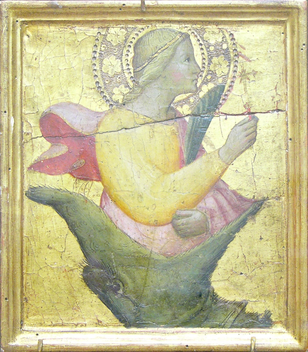 Saint Margaret and the Dragon by Agnolo Gaddi - Tempera canvas print