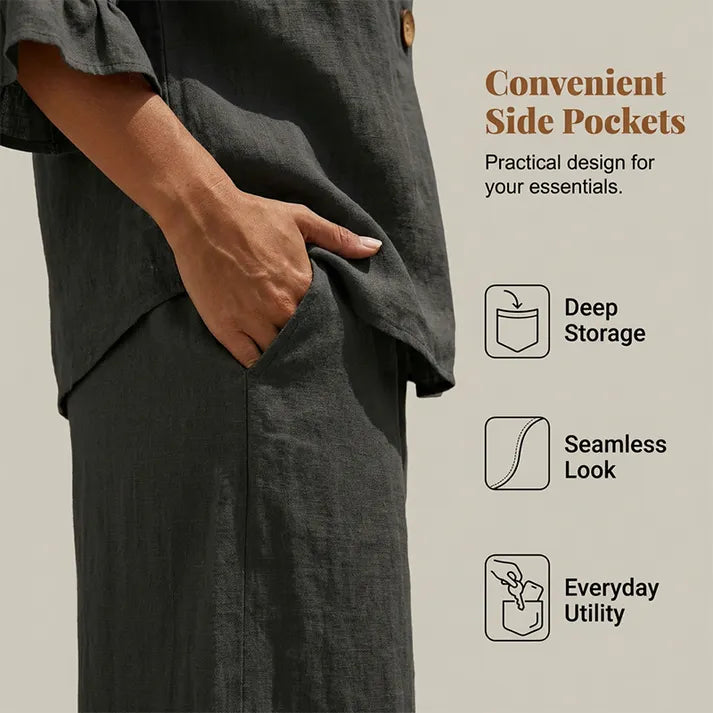 👚👖 Women's Set with Ruffled Top and Wide-Leg Trousers – Elegant & Comfortable ✨