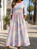Women's Galaxy Starry Sky Print Pocket Midi Dress