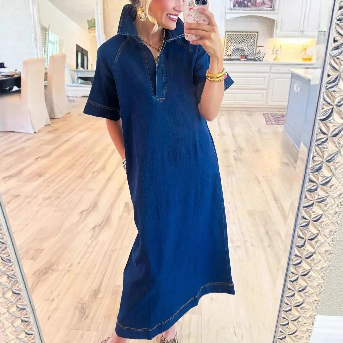 NyraTM Denim Dress with a Clean Design and Lightweight Fit