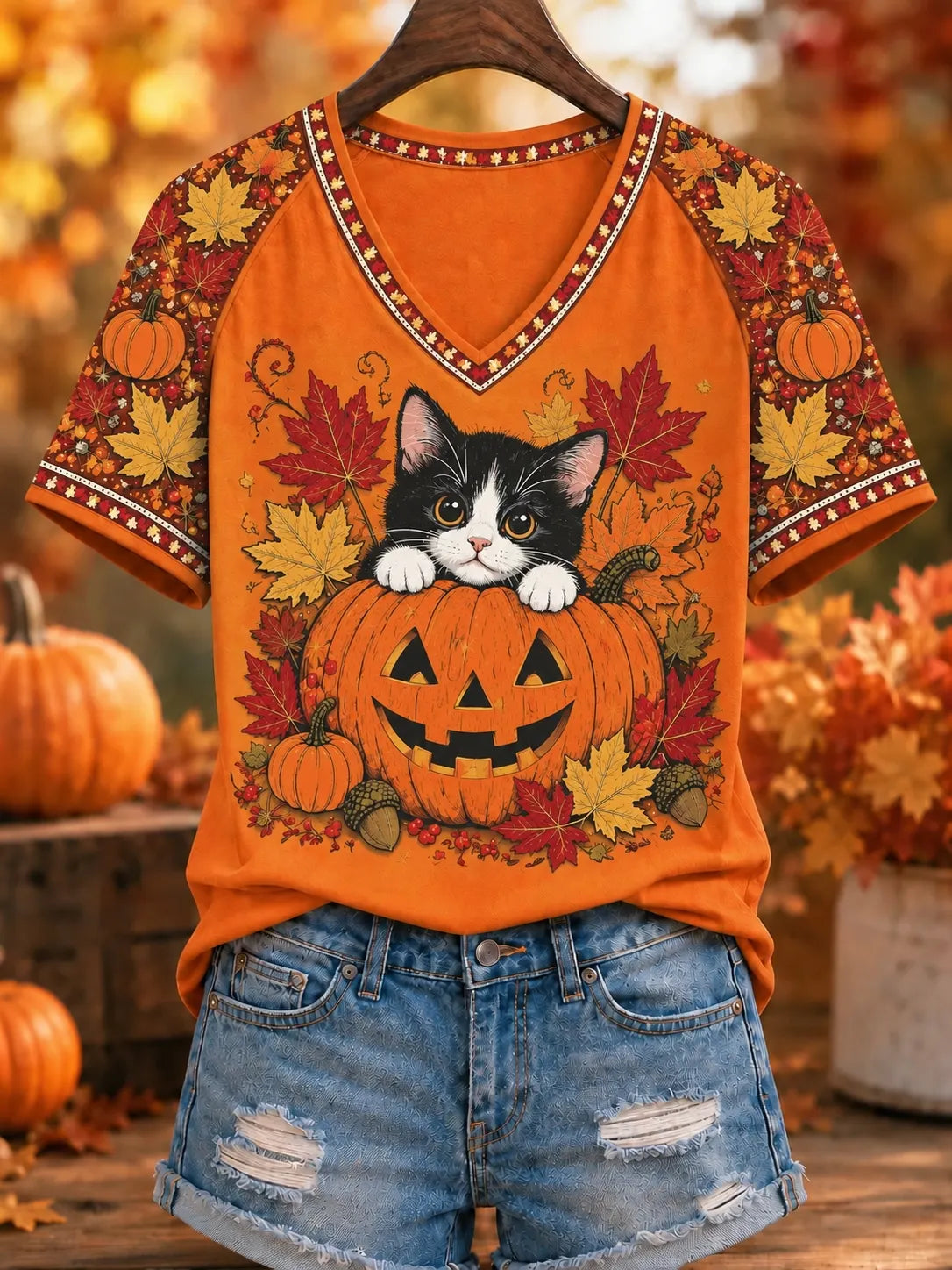 Women's Fall Farm Animal Graphic T‐shirt