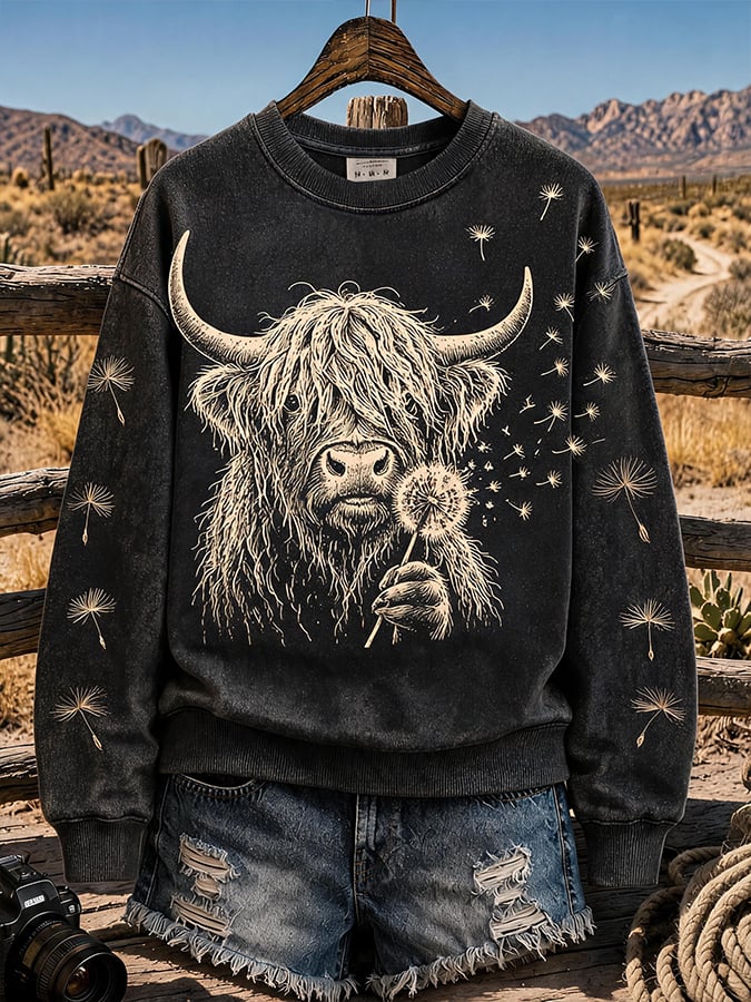 Women's Highland Denim Print Sweatshirt