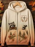 Women's Vintage Faith‐Quote Woodland Animal Graphic Print Hoodie
