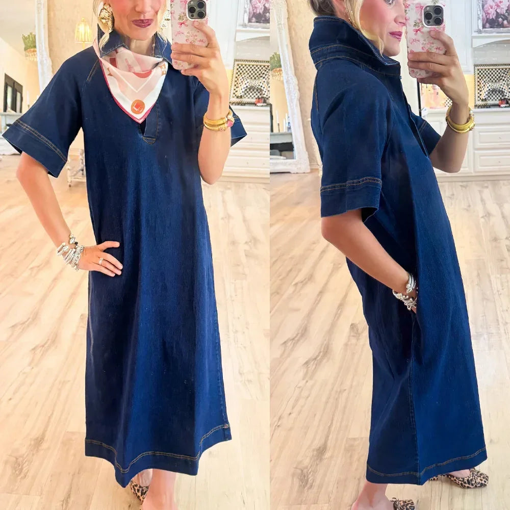 NyraTM Denim Dress with a Clean Design and Lightweight Fit