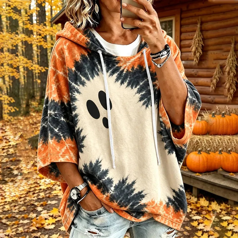 Women's Halloween Tie-dye Ghost Print Sweatshirt