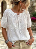 Exquisite And Elegant Cotton Shirt With 3d Embroidery
