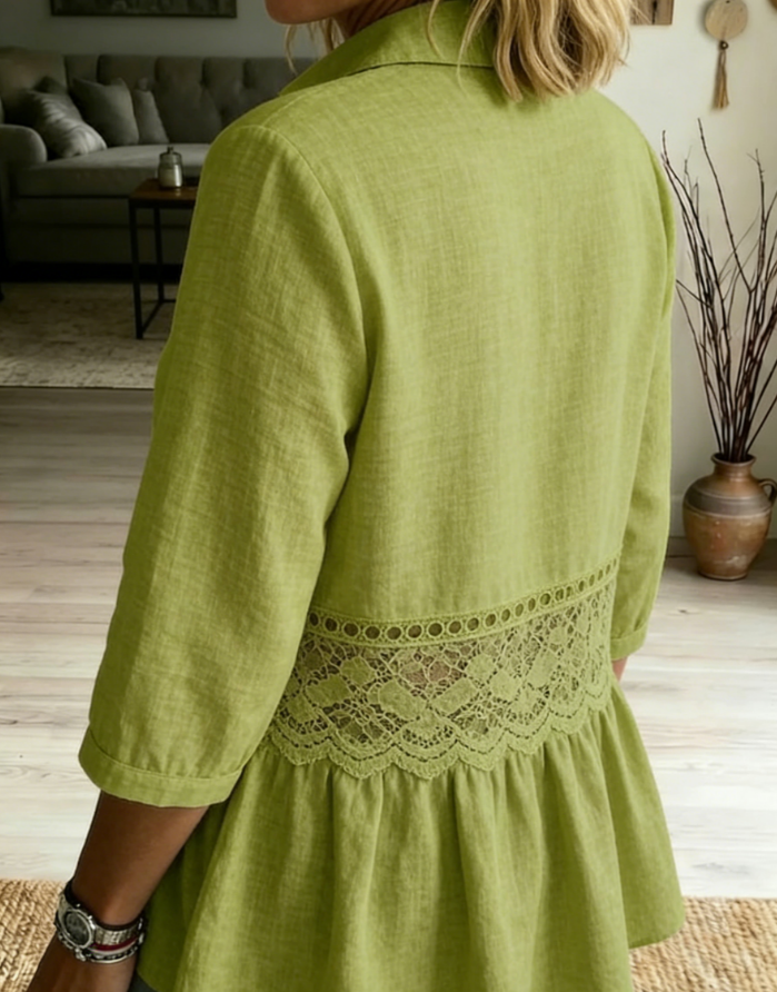 Casual Patchwork Openwork Webbing Linen And Cotton Shirt(Buy 2 Free Shipping)