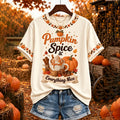 Pumpkin Spice Everything Nice Patterned Short-sleeve Top