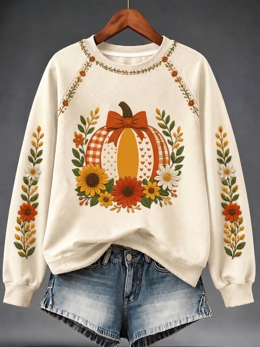 Women's Autumn Pumpkin Print Sweatshirt