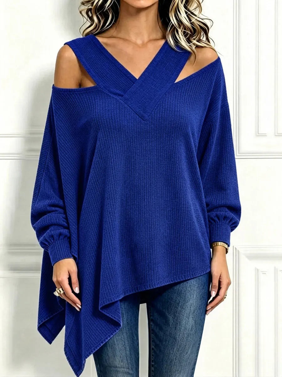 Chic Cozy Cutout Neckline Knit Top