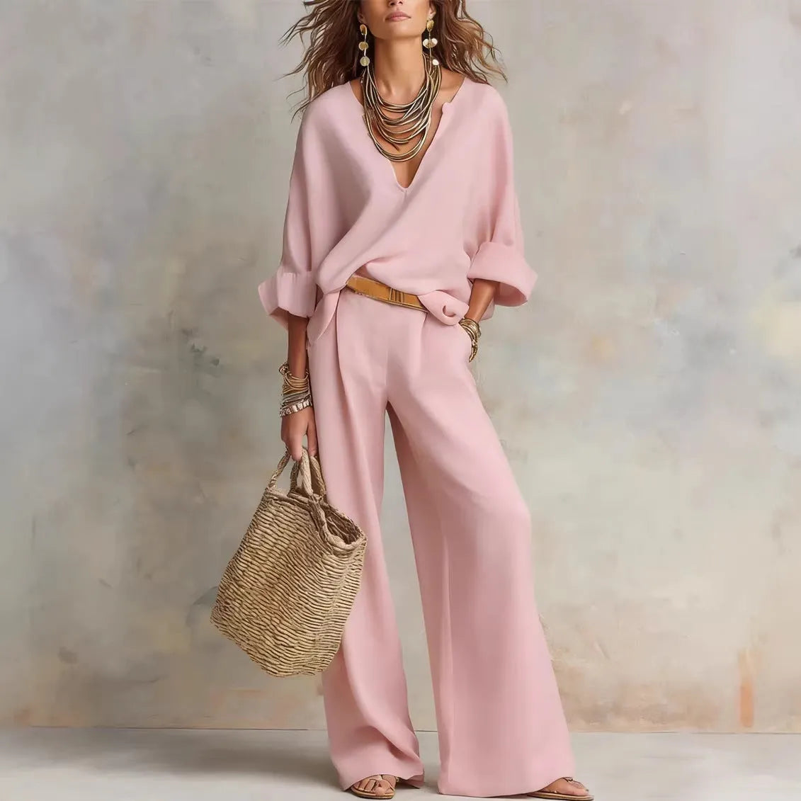 SAVE 49% 🔥Women's Casual Linen Vacation Set – Three-Quarter Sleeve Top & Full-Length Pants