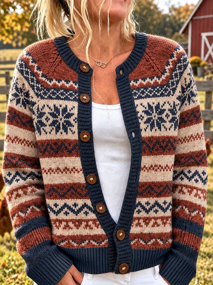 Women's Nordic Style Pattern Casual Knit Cardigan