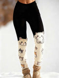 Women's Cat Print Tight Elastic Leggings