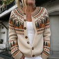 Women's Autumn Landscape Pattern Knit Cardigan