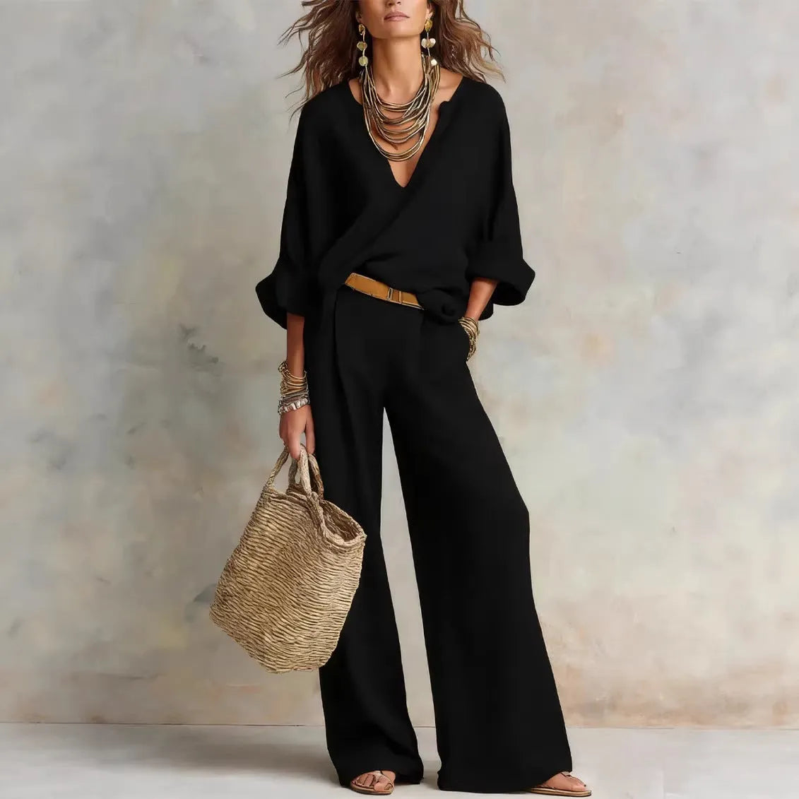 SAVE 49% 🔥Women's Casual Linen Vacation Set – Three-Quarter Sleeve Top & Full-Length Pants