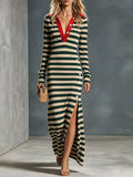 Casual Striped Knit Maxi Dress