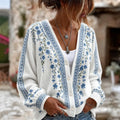 Women's Retro Floral Pattern Art Casual Knit Cardigan