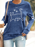 Women's Cute Cat Print Sweatshirt